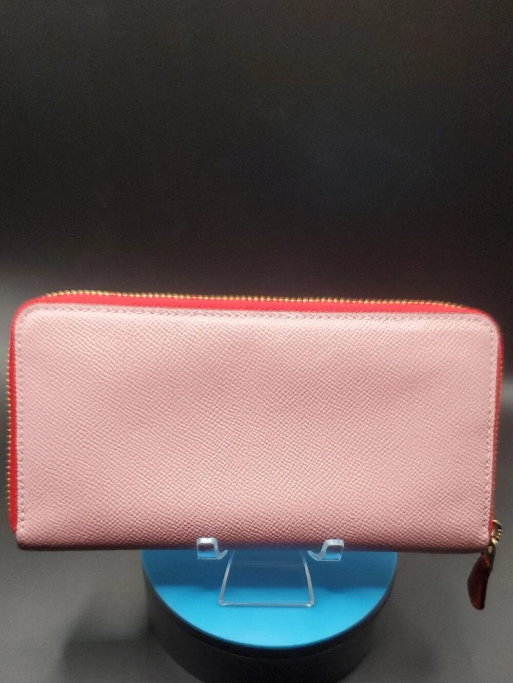 Coach Pink Two-Tone With Red Zip-Around Wallet
